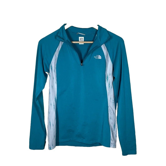 Women's North Face 1/4 Zip Pullover Sweatshirt Jacket - Turquoise Blue - Small - Picture 1 of 7